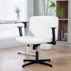 HOMCOM - Fauteuil de bureau large à croisillons avec accoudoirs - sans roulettes - beige-Hauteur du siège et des accoudoirs réglable, fonction bascule douce pour un confort personnalisé 