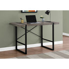 Monarch Specialties - 7310 Bureau 48 po L - Taupe Fonce/Metal Noir-Des pieds en métal robustes au fini noir sont intégrés dans le dessus de bureau pour un effet visuel intéressant
