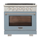 Kucht - 36 po Série KFX-X Cuisinière Pro Style au gaz naturel - Acier inoxydable/Bleu pâle-Nouveaux brûleurs true simmer pour une cuisson délicate à basse température