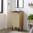 Modway - Chaucer 18" Vanette de salle de bain - Noir de chêne-Poignée d’armoire en métal