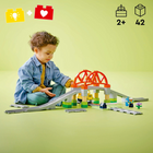 LEGO - DUPLO Town Ensemble d'extension Pont et rails de train-Comprend 8 rails, 1 brique d’action et un pont surélevé à construire