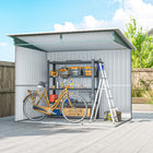 Outsunny - Abri de jardin 8,5' x 6' avec fenêtres de toit, vert foncé-Les panneaux en PC au-dessus de la porte fournissent un éclairage accru.