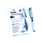 Pentel – Stylo gel EnerGel Pointe métallique à capuchon – 0,7 mm – Encre noire – Paquet de 12-Corps mince et chic en gris clair. Prise caoutchoutée pour un confort d'écriture.