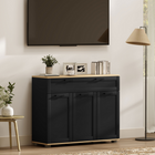 HOMCOM - Buffet moderne de 40 po avec tiroirs et portes de rangement - Noir-Couleur : Noir, Naturel 