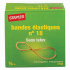Staples - Bandes élastiques sans latex - #18 - 3 po x 1/16 po - épaisseur de 1/32 po - boîte de 1/4 lb-Idéal pour la maison et le bureau