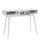 CorLiving - Acerra Table ou bureau d'entrée avec tiroir à motifs abstraits et cubes, blanc-Tiroir d'appoint tendance avec un motif en chevron noir et blanc, qui a du style