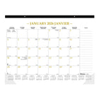 Blueline - 2026 Calendrier sous-main mensuel Gold - 22 po x 17 po - Bilingue-12 mois: janvier 2026 à décembre 2026
