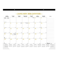 Blueline - 2026 Calendrier sous-main mensuel Gold - 22 po x 17 po - Bilingue-12 mois: janvier 2026 à décembre 2026
