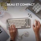 Logitech - POP Keys Clavier mécanique sans fil avec touches emoji personnalisables - Brume-Association esthétique : Associez le POP Keys à la souris POP, confortable et silencieuse elle est faite pour travailler n'importe où. Bouton personnalisable pour accéder aux emojis et raccourcis
