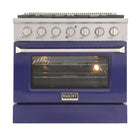 Kucht - 36 po Série KNG Cuisinière Pro Style au gaz propane - Acier inoxydable/Bleu-Cuisez et pâtissez comme un pro grâce au four à convection extra-grand offrant une capacité de 4,2 pi³, une configuration à cinq grilles et une vaste fenêtre d’observation