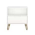 Manhattan Comfort - Table de chevet Avira 20" style mid-century moderne à 1 tiroir - Blanc-Table de nuit moderne et épurée avec une finition en stratifié lisse pour un aspect chaleureux et naturel