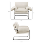 Modway - Ansel Performance Velvet Chaise d’accent - Albâtre-Cadre en acier inoxydable poli