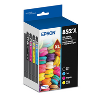 Epson - Cartouche d'encre DURABrite Ultra T852 - grande capacité - Noir/Couleur - Paquet de 4-Le système d’impression Epson est particulièrement conçu pour être utilisé avec les encres d’origine Epson. L’utilisation d’encres non authentiques peut entraîner des dommages qui ne sont pas couverts par la garantie limitée de l’imprimante