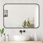 Arcus Home Decor - Miroir rectangulaire Hey Mirro de 30 po x 40 po - Noir-Forme : rond rectangulaire unique