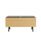 Manhattan Comfort - Banc de rangement d’appoint moderne Paloma 91 cm en tissu effet lin, chêne naturel-Banc de rangement moderne pour entrée et chambre