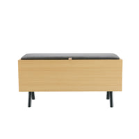 Manhattan Comfort - Banc de rangement d’appoint moderne Paloma 91 cm en tissu effet lin, chêne naturel-Banc de rangement moderne pour entrée et chambre