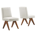Modway - Lyra Tissu Boucle Fauteuil d’appoint de la salle à manger Ensemble de 2 - Ivoire-Conception ergonomique pour le confort