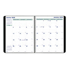 Blueline - 2026 Agenda mensuel Essential 16 mois - 11" x 9-1/16" - Noir - Bilingue-Un mois par page double avec un bloc par jour 