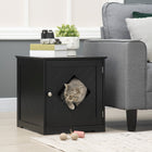 PawHut - Meuble d’appoint cache-litière pour chat - noir-Trou d’entrée sur le panneau avant permettant à votre chat d’entrer facilement 