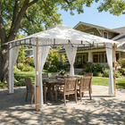Outsunny - Pavillon de patio 10 pi l x 12 pi L - abri à double toit - crème-Sa toile en polyester de 180g offre une protection solaire UV 50+ et est déperlante