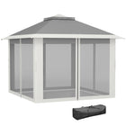 Outsunny - Gazébo pliant 11 pi l x 11 pi L avec double toit et sac de transport - Gris foncé-Notre tonnelle pliante est dotée d'un cadre en acier robuste qui se plie facilement pour un montage et un démontage rapides et sans effort