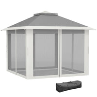Outsunny - Gazébo pliant 11 pi l x 11 pi L avec double toit et sac de transport - Gris foncé-Notre tonnelle pliante est dotée d'un cadre en acier robuste qui se plie facilement pour un montage et un démontage rapides et sans effort