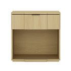 Manhattan Comfort - Table de nuit Clive 22" style mid-century moderne à 1 tiroir - chêne naturel et noir-Table de nuit aux lignes épurées fabriquée en bois manufacturé avec des accents métalliques pour un look de chambre moderne et raffiné