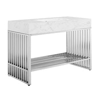 Modway - Gridiron 48" Vanette de salle de bain - Argent blanc-Vanité de salle de bain moderne