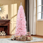 HOMCOM - Sapin de Noël artificiel 6' forme crayon - décoration de fête - rose-L'arbre rose en forme de crayon est spécial pour attirer l'attention des femmes et est populaire parmi les jeunes 