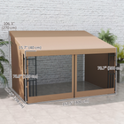 Outsunny - Pergola gazebo mural 10 pi l x 13 pi L avec rideaux et moustiquaires - kaki-Équipé de trous de drainage pratiques