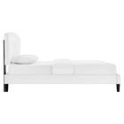 Modway - Alessi Performance Velvet Lit de plateforme complet, Blanc-Système de soutien en lattes de bois