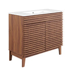 Modway - Render 36" Vanette de salle de bain - Blanc noyer-Matchs non inclus