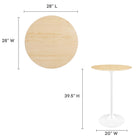 Modway - Lippa Rond de 28 po Bois Bar Table, Blanc Naturel-Placage en grain de bois et plateau de table en MDF