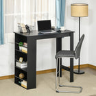 HOMCOM - Table de bar moderne pour cuisine, salle à manger, salon - noir-Les étagères ouvertes sont équipées de garde-corps latéraux, empêchant les objets de tomber 