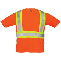 Short Sleeve Safety Tee, Orange, 2X-Large-Tissu tricoté œil-de-perdrix 100 % polyester, confortable sur la peau et évacuant l'humidité et la transpiration