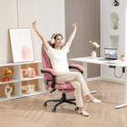 Vinsetto - Fauteuil de bureau à massage vibrant 7 points avec repose-pieds et roulettes pivotantes - rose-Utilisez la fonction massage avec une télécommande filaire que vous pouvez ranger dans la poche latérale lorsque vous ne l’utilisez pas