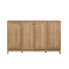 Prepac - Table console à portes 4 panneaux Yaletown 60 po avec rangement, buffet de rangement - Chêne naturel-Fonctionnel et élégant: L'armoire buffet avec rangement présente un design élégant de porte shaker avec des poignées de porte rondes en métal, le tout dans une finition chêne chaud