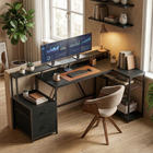 HOMCOM - bureau de gaming réversible 76 po avec lumières RGB et ports USB - noir-Hub d'alimentation intégré recharge les appareils via des ports USB