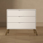 Manhattan Comfort - Avira 35" commode 3 tiroirs style mid-century modern - blanc-Assemblage à domicile requis Tout le matériel inclus