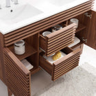 Modway - Render 48" Meuble de salle de bain à double lavabo - Blanc noyer-Coiffeuse à grains de noyer