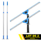 Gritt Commercial - Ensemble de nettoyage de vitres - Raclette pivotante de 18 po pour fenêtres - Perche télescopique de 6 pi - Lot de 2-Les outils se fixent facilement au manche télescopique inclus de 6 pi