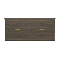 Manhattan Comfort - Commode double traditionnelle Clifford à 6 tiroirs - Noyer-Finition stratifiée aspect bois : aspect bois chaud et naturel avec une surface durable et facile à nettoyer