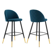 Modway - Cordial Tissu Tabourets de bar - Azure - Ensemble de 2-Tabourets de bar rétro modernes