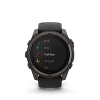 Garmin - fēnix 8 – 51 mm, saphir solaire, titane DLC gris carbone avec bracelet en silicone noir/gris galet-Améliorez les performances, l'endurance et la résistance de votre corps aux blessures grâce à des plans d'entraînement en force ciblés, un suivi de l'endurance en temps réel, des entraînements spécifiques au sport et une gamme complète d'applications sportives intégrées