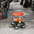 HOMCOM - Tabouret roulant de mécanicien - Orange corail-Réglage pneumatique de la hauteur de 15,7 po à 20 po (40 à 51 cm), réduit la pression sur les genoux
