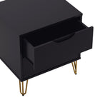 Manhattan Comfort - Table de chevet Avira 20" style milieu du siècle moderne à 2 tiroirs - Noir-Des pieds en métal élégants apportent une touche contemporaine et un soutien solide