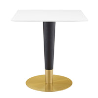 Modway - Zinque 28 po Carré Table à manger, Or Blanc-Table à manger moderne