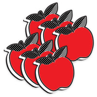 Ashley Productions - Effaceur magnétique pour tableau blanc, Pomme rouge avec feuilles noires et blanches, lot de 6-Gomme à tableau blanc attrayante pour la décoration de la salle de classe