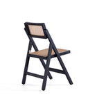 Manhattan Comfort - Lot de 4 chaises pliantes de salle à manger Pullman 46 cm style industriel chic, noir et cannage naturel-Livré chez vous entièrement assemblé Aucun assemblage requis