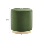 Modway - Tilden Velours rond de performance de 16" Rembourré Ottoman - Moss Green Natural-Tissu résistant aux taches